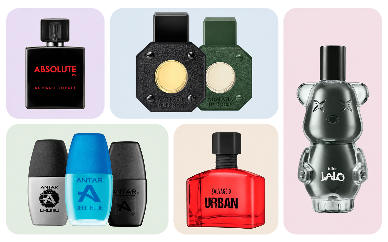 Cuadrícula de botellas con bordes limpios
