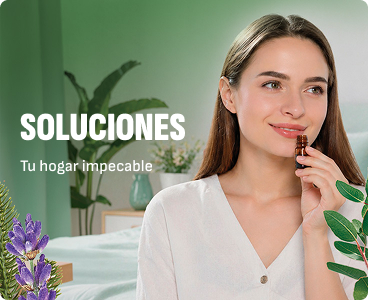 Mujer utilizando un aromatizante para el hogar que representa las soluciones de limpieza y cuidado del hogar Fuller.